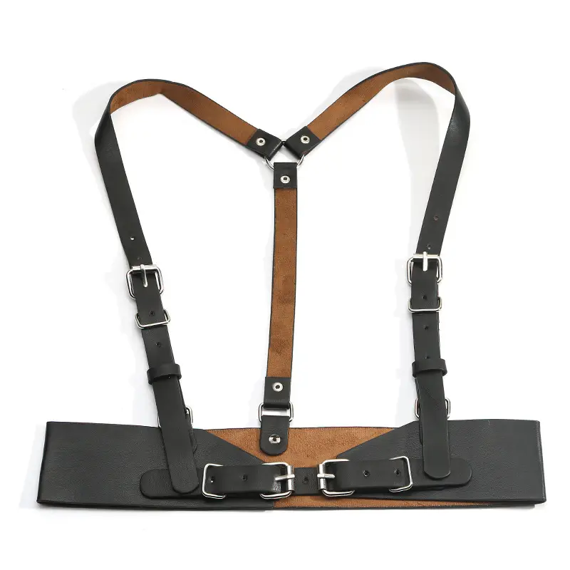 Beige Leather Crossbody Belt Waist Seal Street Dance Vest Plus Size — feature 13