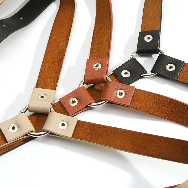 Beige Leather Crossbody Belt Waist Seal Street Dance Vest Plus Size — feature 16