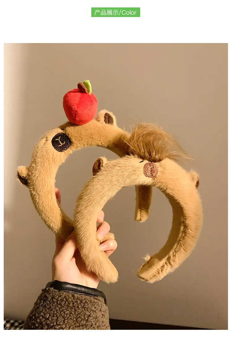 Cute Plush Dolphin Hairpin Headband with Apple Design — feature 1