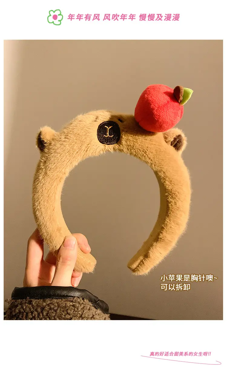 Cute Plush Dolphin Hairpin Headband with Apple Design — feature 2