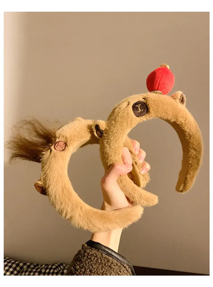 Cute Plush Dolphin Hairpin Headband with Apple Design — feature 3