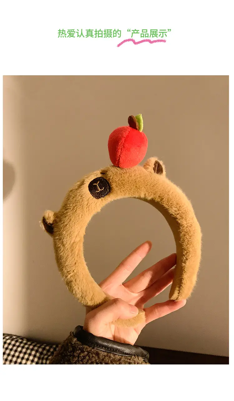 Cute Plush Dolphin Hairpin Headband with Apple Design — feature 4