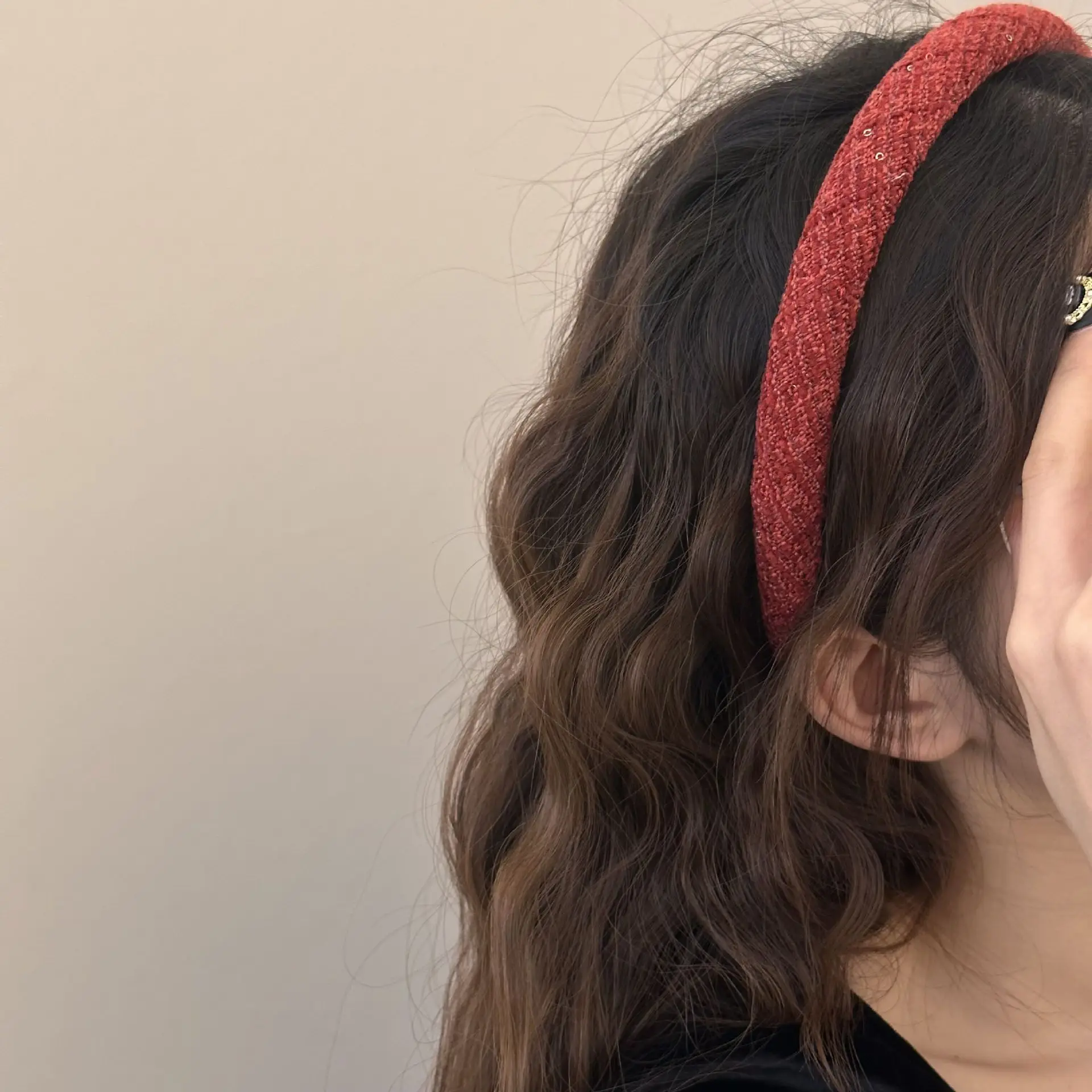 New Year Red Plaid Skull Top Headband Hair Accessories - Image 6