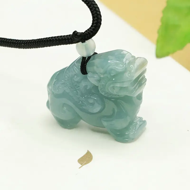 Aiyu Blue Jade Pixiu Pendant Necklace - Image 2