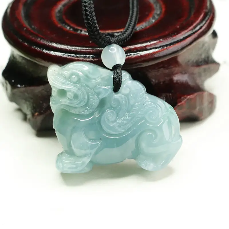 Aiyu Blue Jade Pixiu Pendant Necklace - Image 3