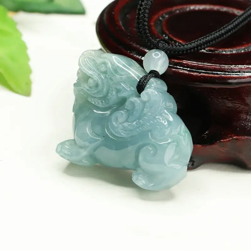 Aiyu Blue Jade Pixiu Pendant Necklace - Image 4