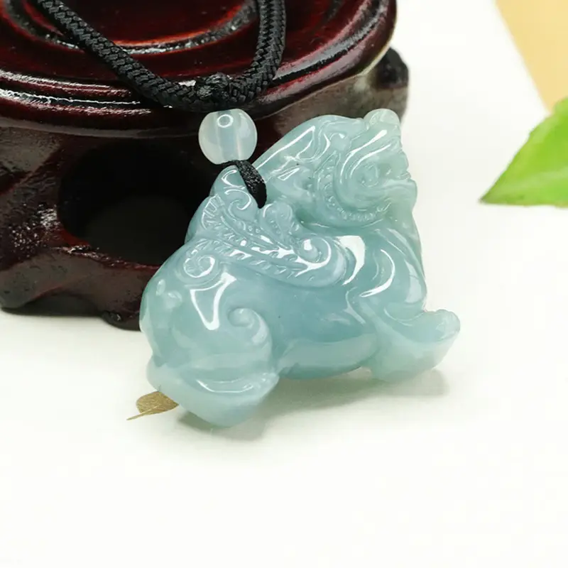 Aiyu Blue Jade Pixiu Pendant Necklace — feature 9
