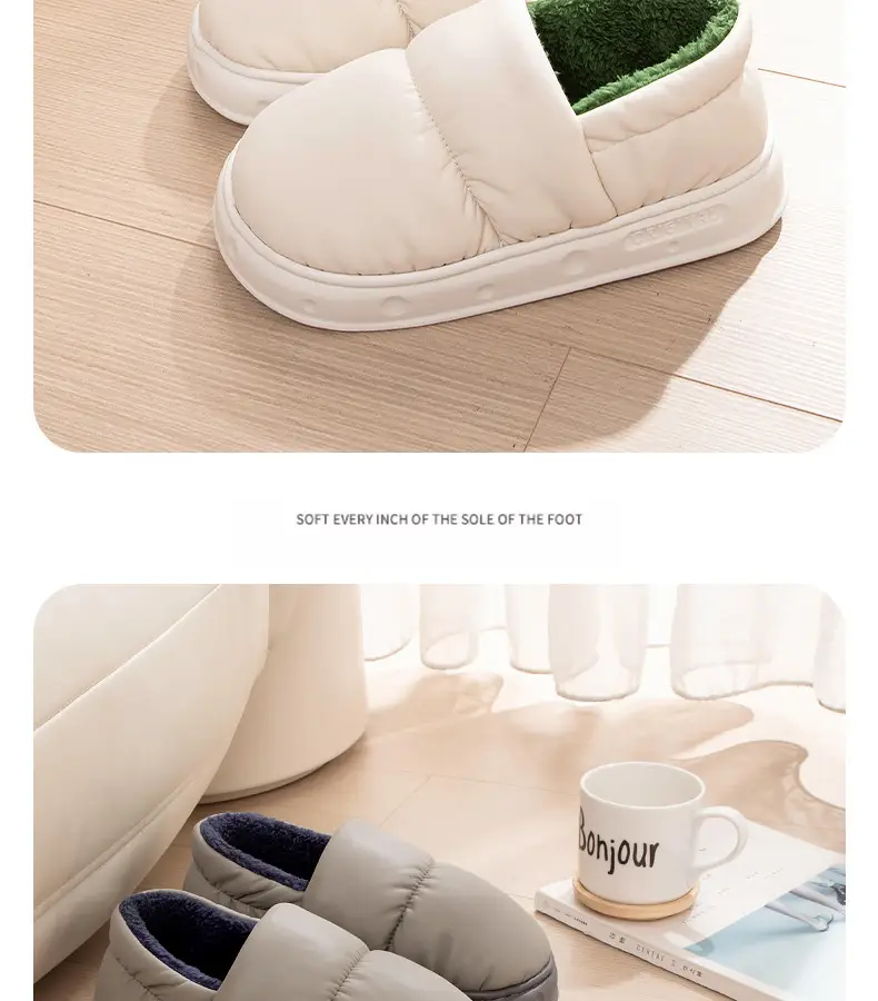 Cotton Slippers for Women in Winter Home Indoor Couple Thick-Soled Non-Slip Warm and Poop-Feeling Waterproof Bag Heel Cotton Shoes for Men in Winter — feature 14