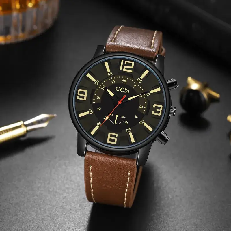 Goldie Business Men's Waterproof Quartz Watch with Cross-border Belt - Image 3