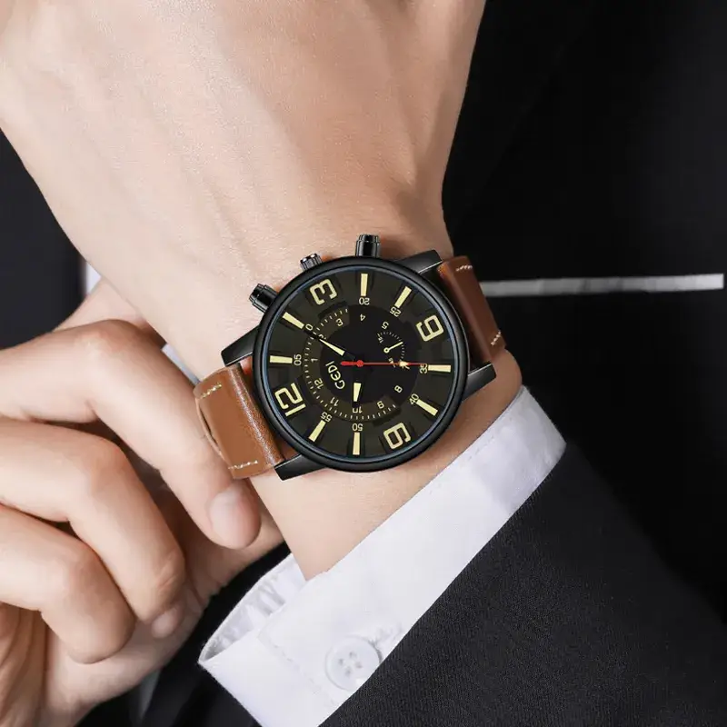 Goldie Business Men's Waterproof Quartz Watch with Cross-border Belt - Image 6