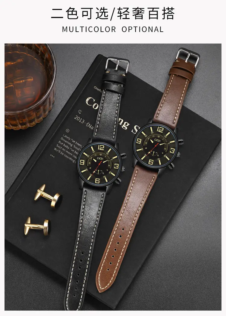 Goldie Business Men's Waterproof Quartz Watch with Cross-border Belt — feature 5