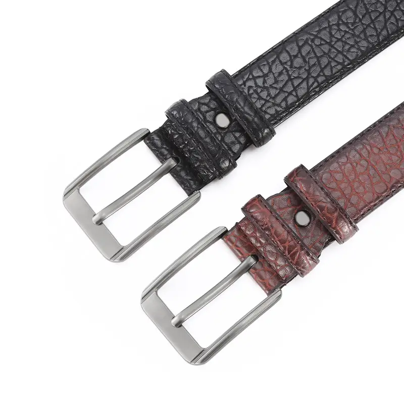 New Men's Cowhide Belt with Pin Buckle