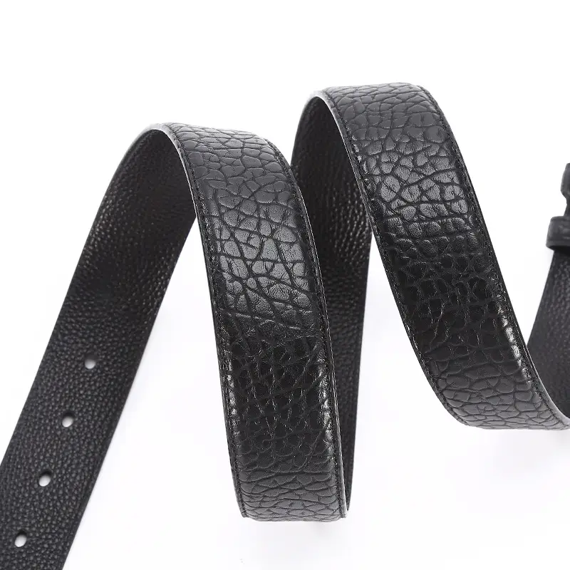 New Men's Cowhide Belt with Pin Buckle