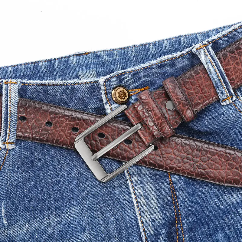 New Men's Cowhide Belt with Pin Buckle