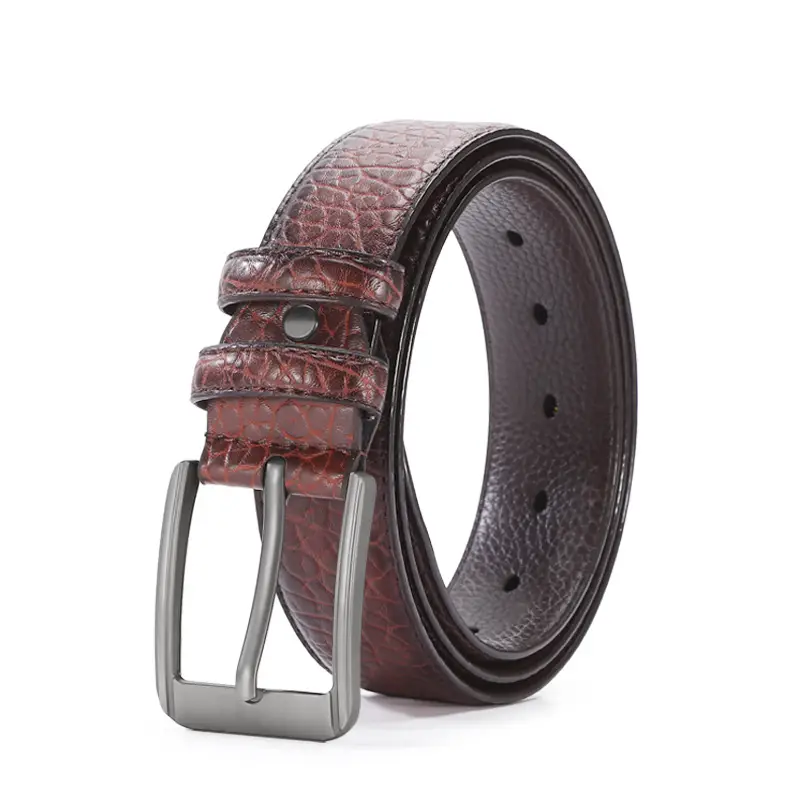 New Men's Cowhide Belt with Pin Buckle