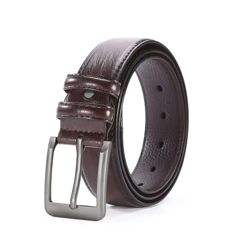 New Men's Cowhide Belt with Pin Buckle