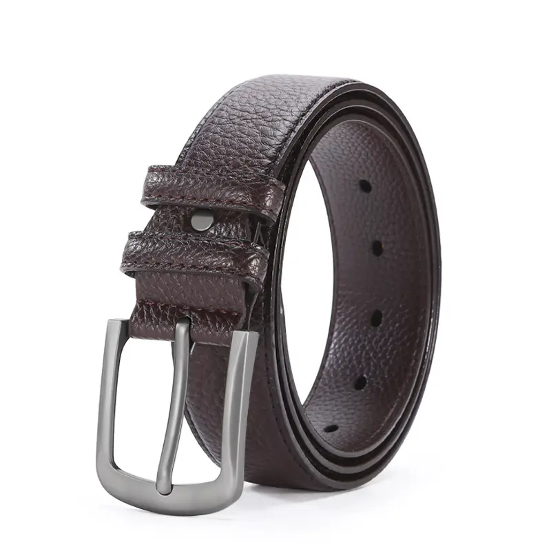 New Men's Cowhide Belt with Pin Buckle