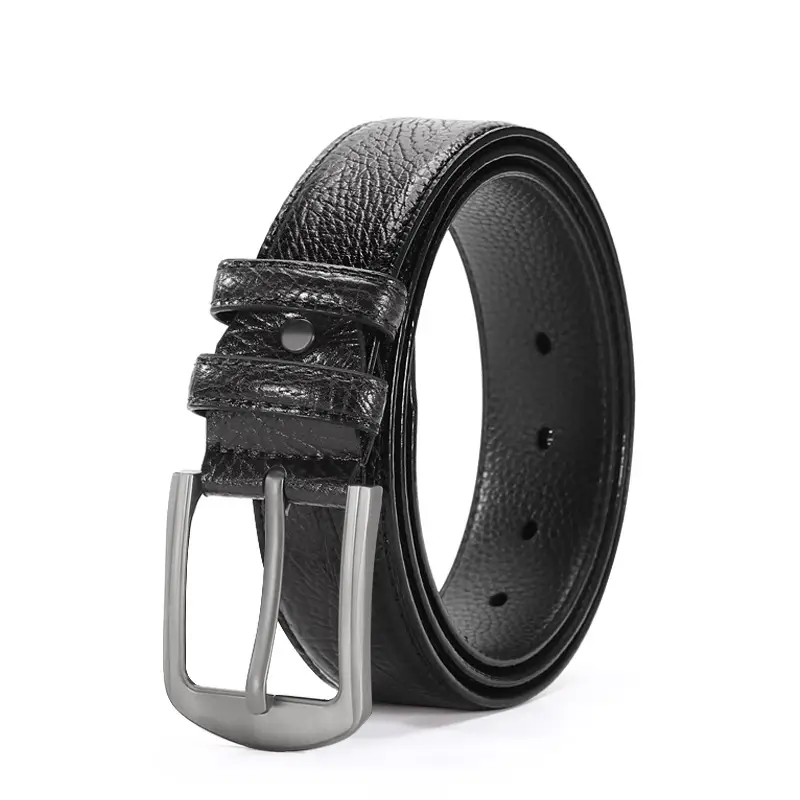 New Men's Cowhide Belt with Pin Buckle