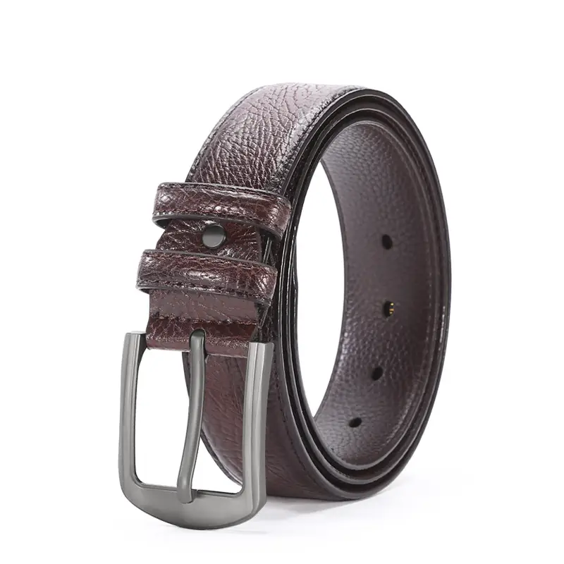 New Men's Cowhide Belt with Pin Buckle