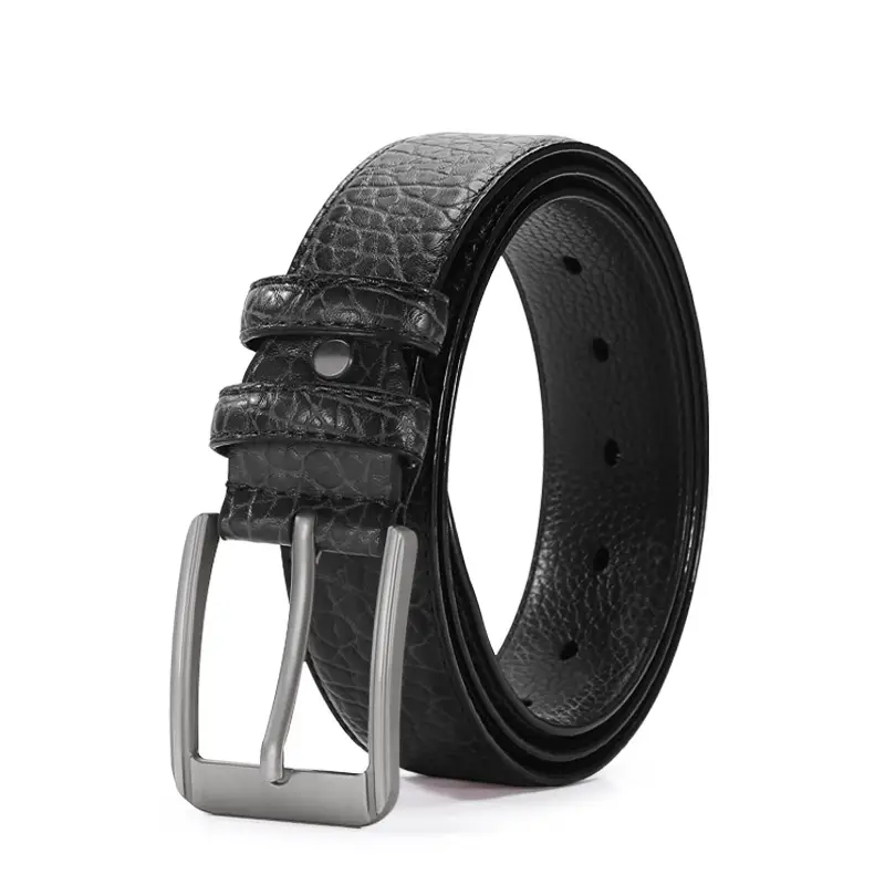 New Men's Cowhide Belt with Pin Buckle