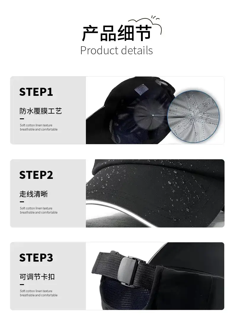 Blue Waterproof Baseball Cap for Outdoor Sports — feature 7