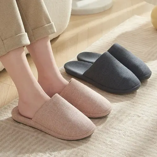 Autumn New Cotton and Linen Home Slippers, Arch Design, Indoor Thickeneded Non-Slip Toe-Toe Wedge-Heeled Home Shoes, Comfortable - Image 7