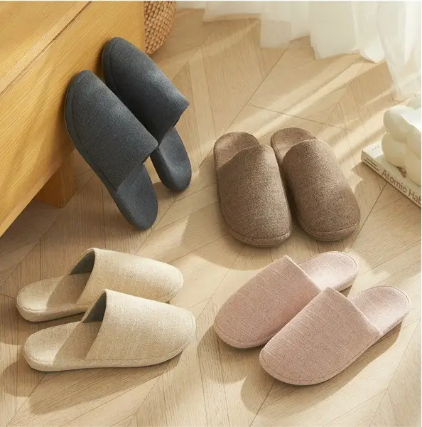 Autumn New Cotton and Linen Home Slippers, Arch Design, Indoor Thickeneded Non-Slip Toe-Toe Wedge-Heeled Home Shoes, Comfortable — feature 9