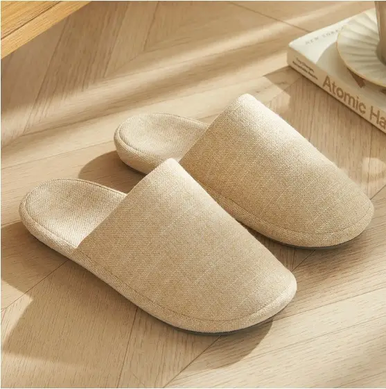 Autumn New Cotton and Linen Home Slippers, Arch Design, Indoor Thickeneded Non-Slip Toe-Toe Wedge-Heeled Home Shoes, Comfortable - Image 2
