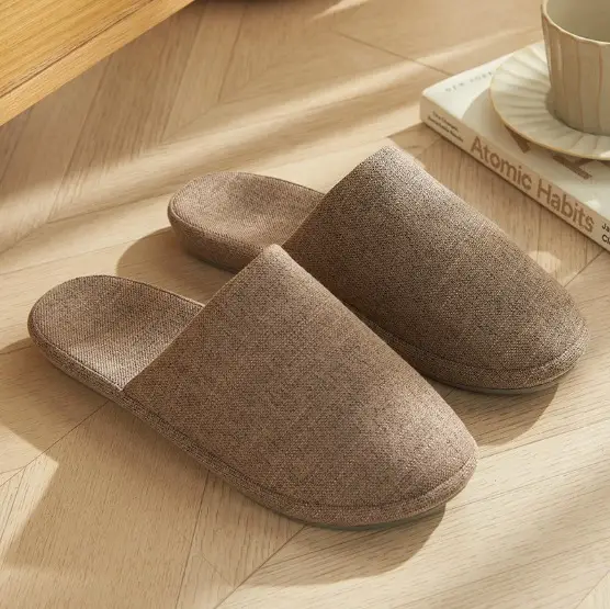 Autumn New Cotton and Linen Home Slippers, Arch Design, Indoor Thickeneded Non-Slip Toe-Toe Wedge-Heeled Home Shoes, Comfortable - Image 3