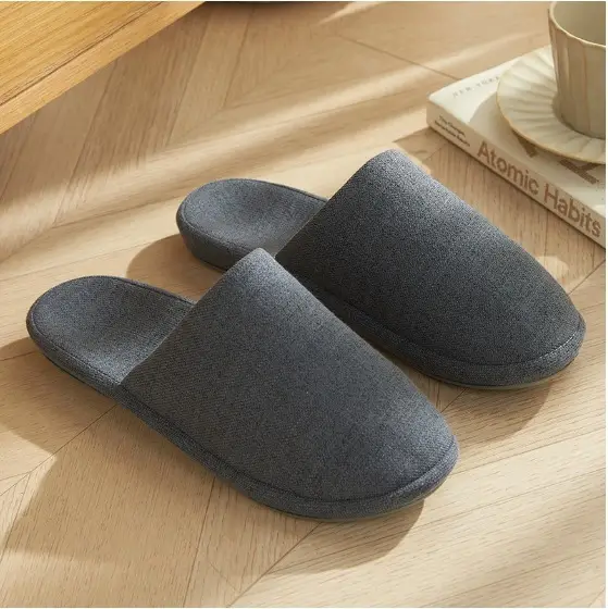 Autumn New Cotton and Linen Home Slippers, Arch Design, Indoor Thickeneded Non-Slip Toe-Toe Wedge-Heeled Home Shoes, Comfortable - Image 4