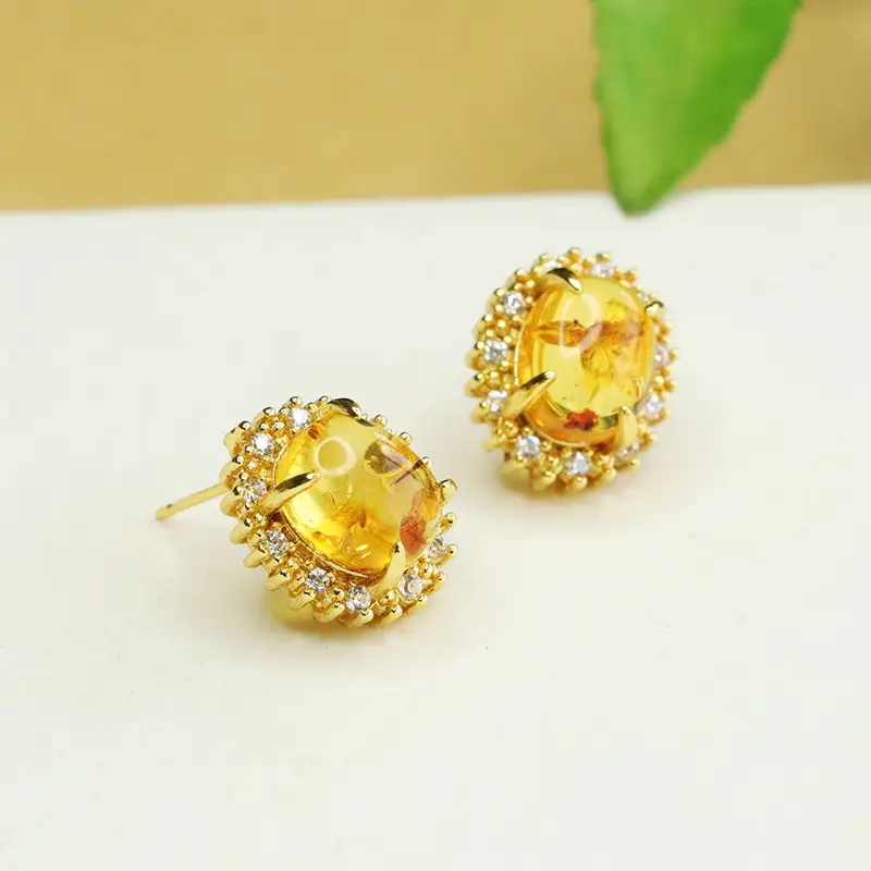 Aiyu Natural Amber Flower Earrings for Women - Image 5