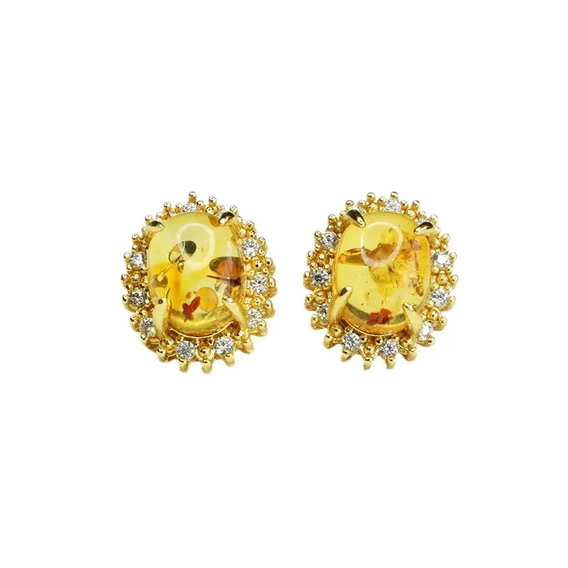 Aiyu Natural Amber Flower Earrings for Women - Image 6