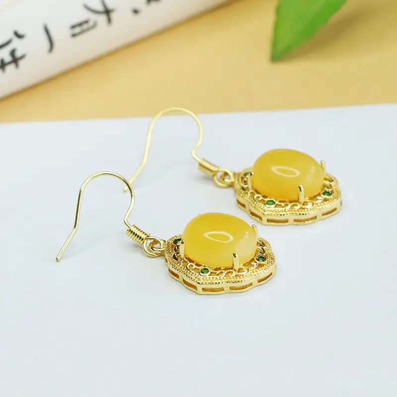 Yellow Beeswax Drop Earrings for Women