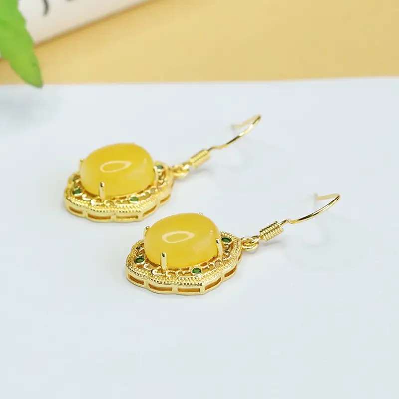 Yellow Beeswax Drop Earrings for Women