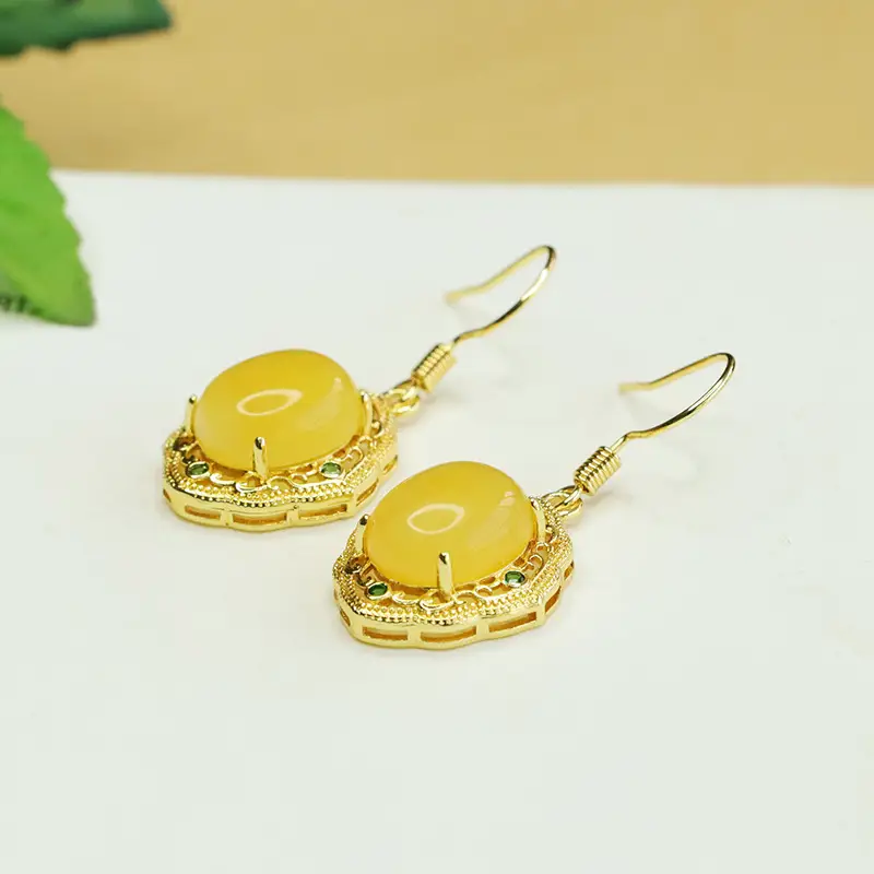 Yellow Beeswax Drop Earrings for Women