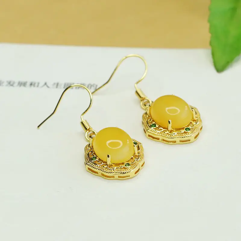 Yellow Beeswax Drop Earrings for Women — feature 9