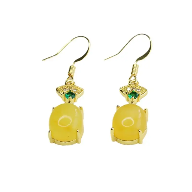 Aiyu Yellow Beeswax Fan Shaped Earrings