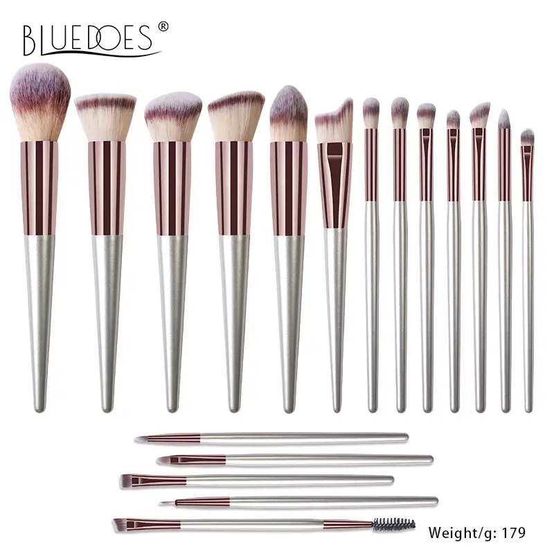 18-Piece Pink Rose Gold Makeup Brushes Set - Image 14