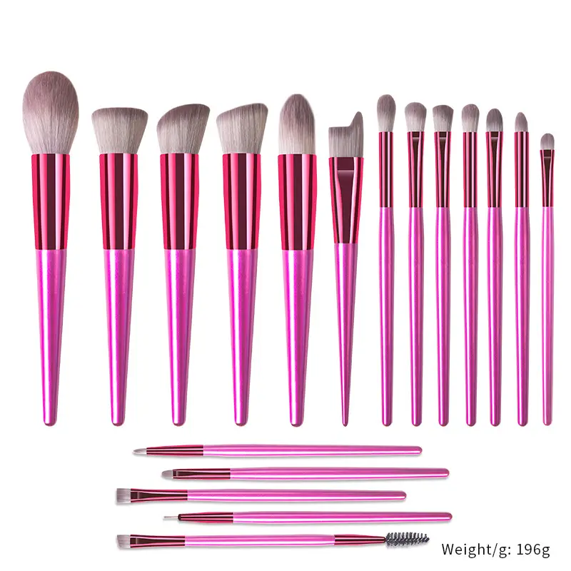 18-Piece Pink Rose Gold Makeup Brushes Set - Image 3