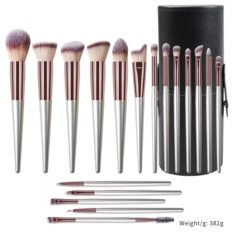 18-Piece Pink Rose Gold Makeup Brushes Set - Image 7