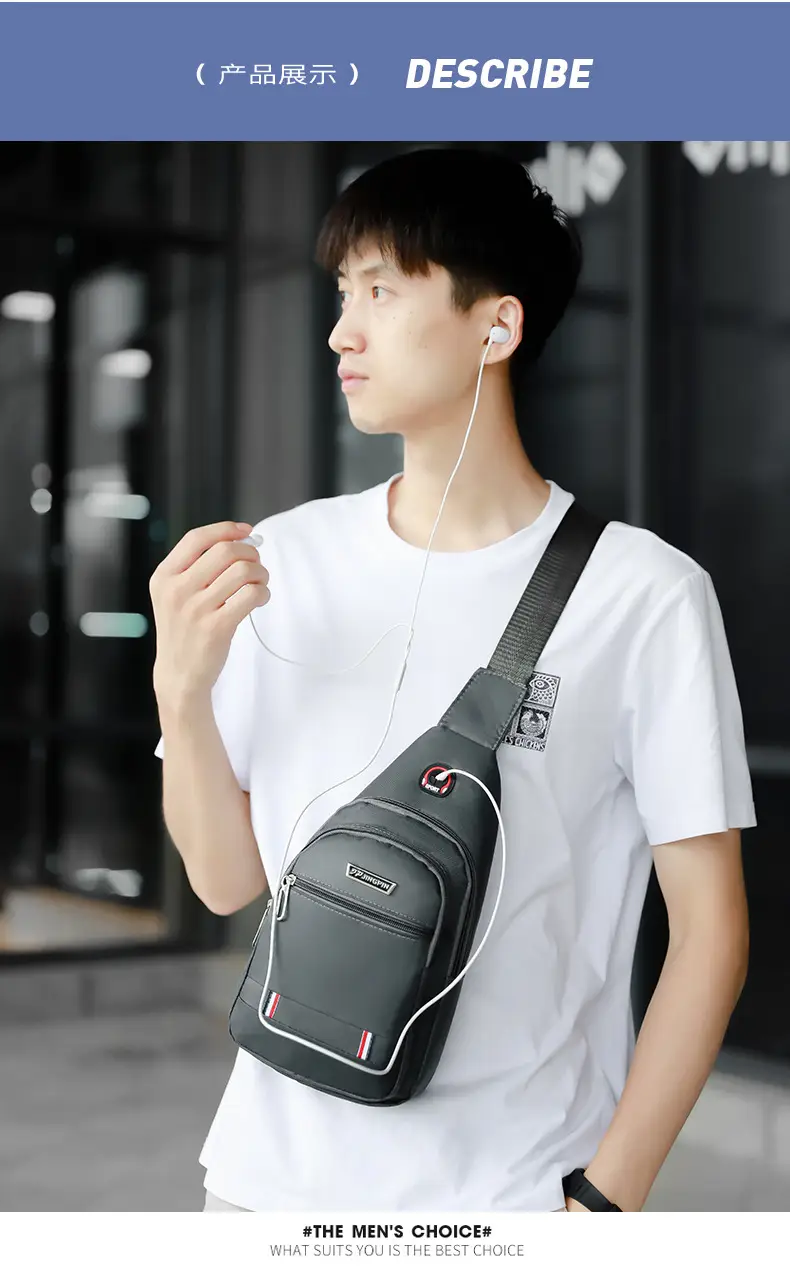 Men's Black Oxford Crossbody Bag 2023 — feature 14