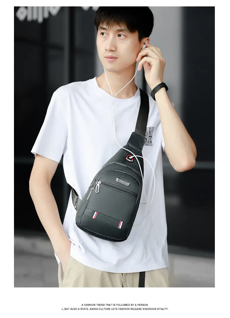 Men's Black Oxford Crossbody Bag 2023 — feature 6