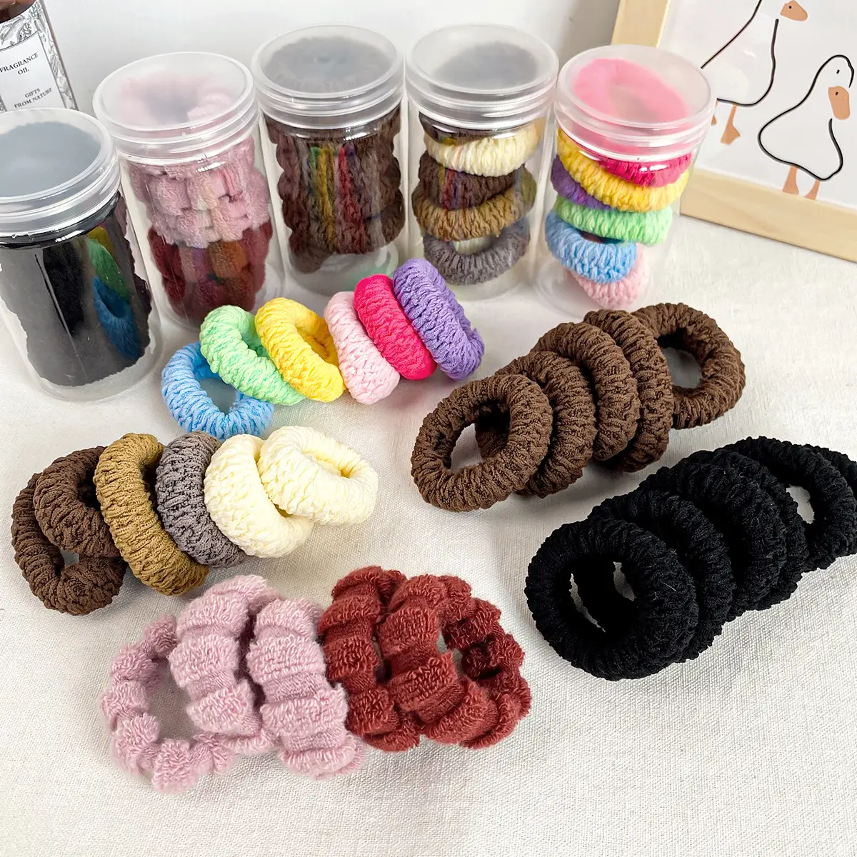 Women's Hair Rope with 6 Pcs Pink & Red Ponytails - Image 6