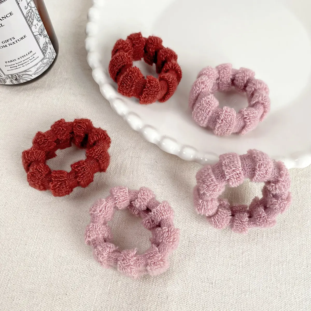Women's Hair Rope with 6 Pcs Pink & Red Ponytails - Image 8
