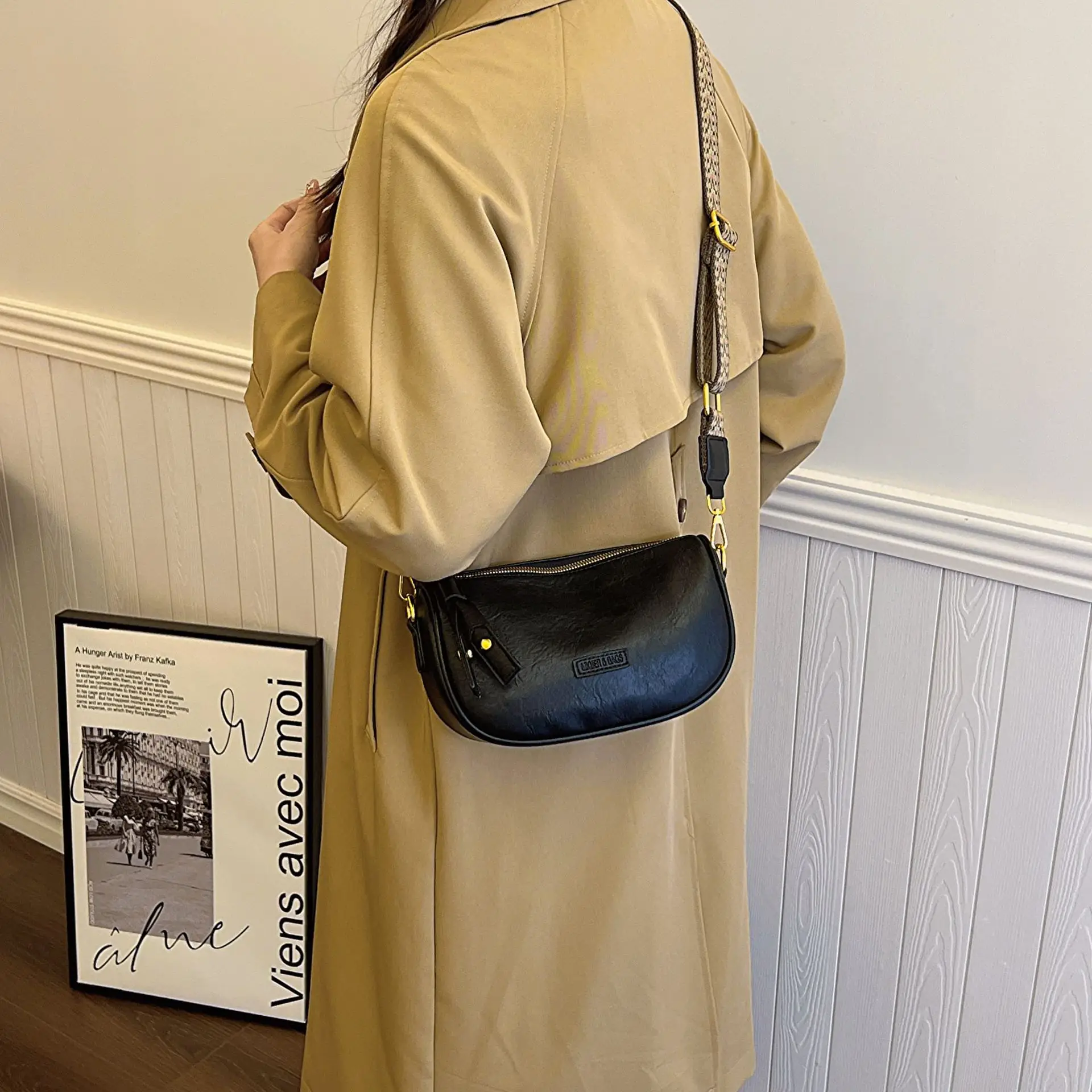 Women's Brown PU Shoulder Bag with Strap — feature 10