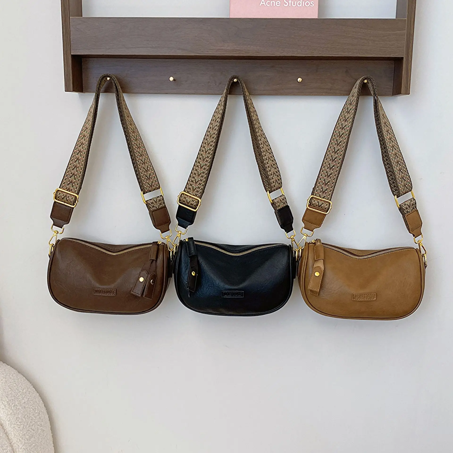 Women's Brown PU Shoulder Bag with Strap — feature 7