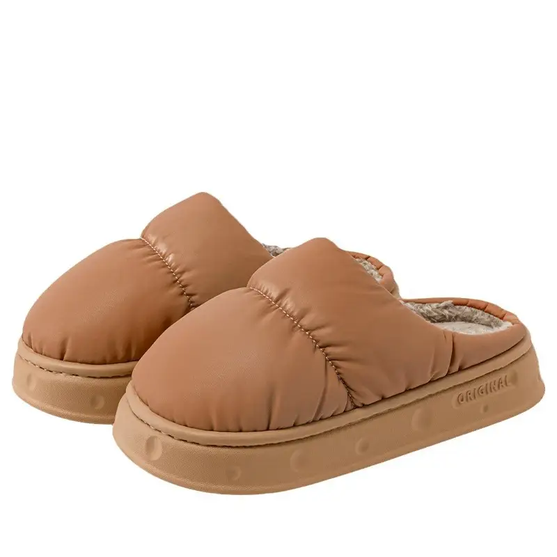 Waterproof Cotton Slippers for Women, Winter 2026 New Model, Indoor Non-Slip Warm Thick-Soled Outdoor Closed-Toe Cotton Slippers for Men, Winter - Image 9