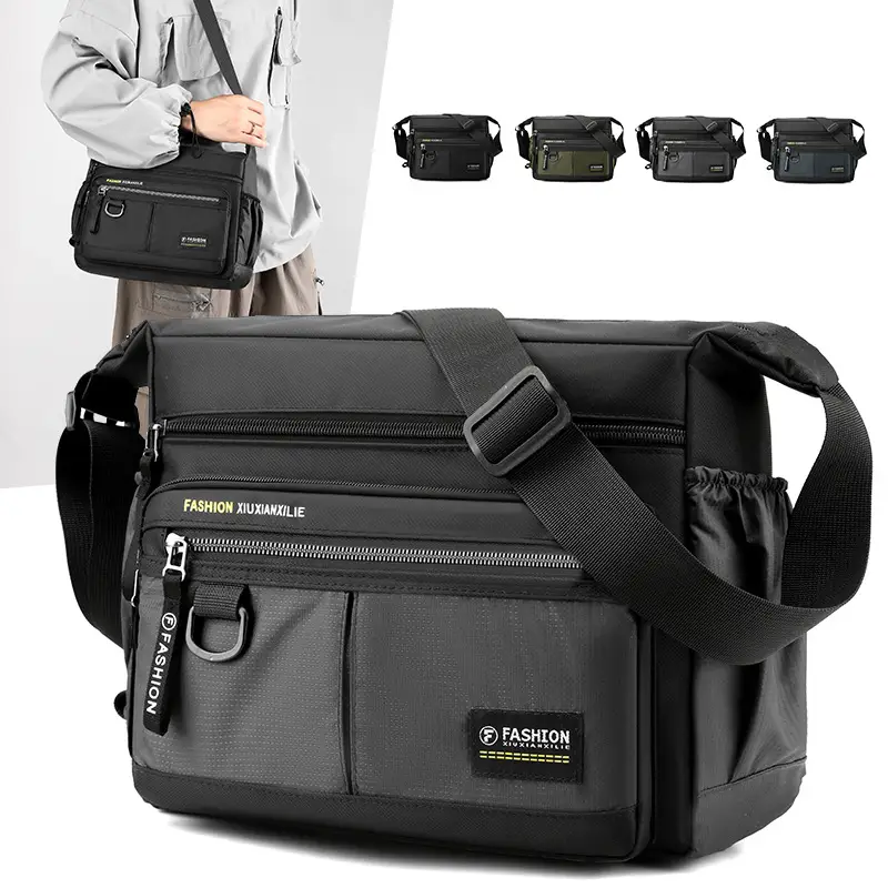 Men's Waterproof Oxford Crossbody Bag Large Capacity