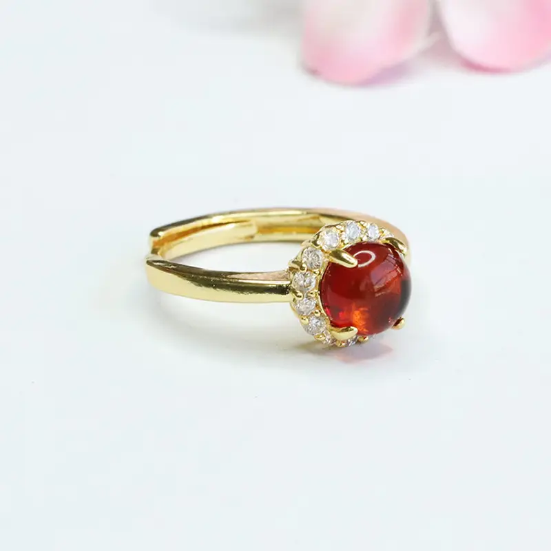 Guan Yu Natural Amber Ring Baltic Blood Amber Ring - Image 3