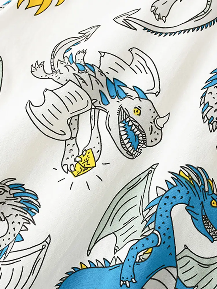 Malwee Boys T-Shirt White Dragon Print Summer Casual